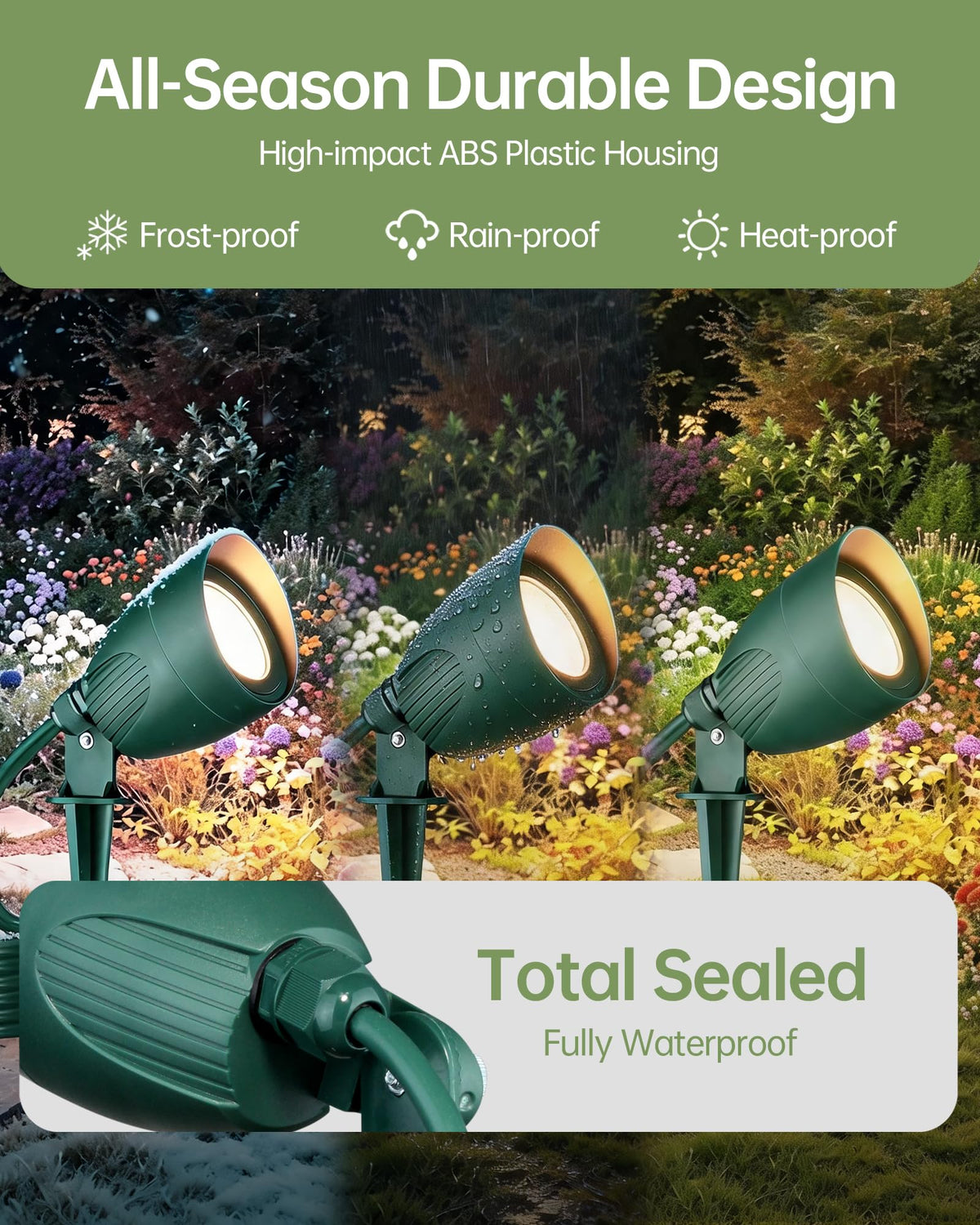 2Pack LED Landscape Spotlight (Green-Warm White)