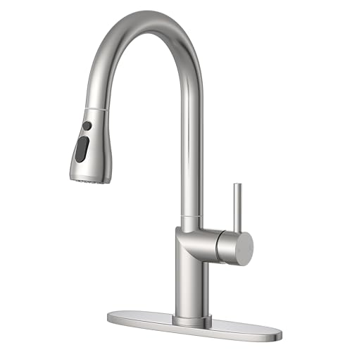 Kitchen Faucet with Pull Down Sprayer Kitchen Sink Faucets 2 Spray Modes 1 or 3 Hole Single Handle High Arc Stainless Steel