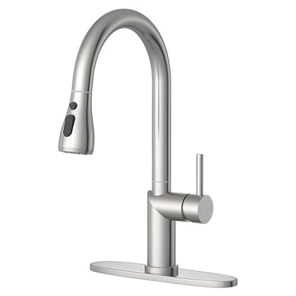 Kitchen Faucet with Pull Down Sprayer Kitchen Sink Faucets 2 Spray Modes 1 or 3 Hole Single Handle High Arc Stainless Steel