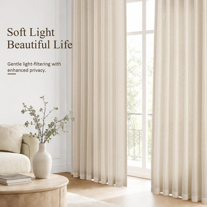Cream Linen Curtains 80 Inches Long 2 Panels Drapes for Living Room (Linen / 50"W x 80"L (Pack of 2))