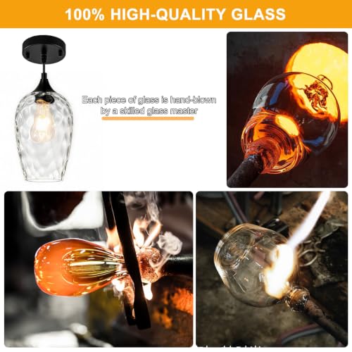 Modern Hammered Glass Pendant Lighting for Kitchen Island