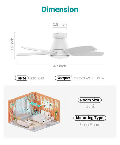 42 Inch Ceiling Fans with Lights (White / 42 Inch)
