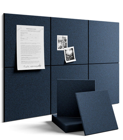 Felt Bulletin Board & Cork Board Alternative 36'' x 24'' (Carbon Blue-1 / Solid tile 6-pack)