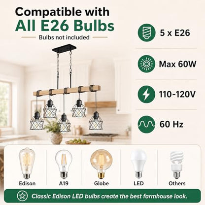 5 Light Farmhouse Kitchen Island Lighting (5-Light)