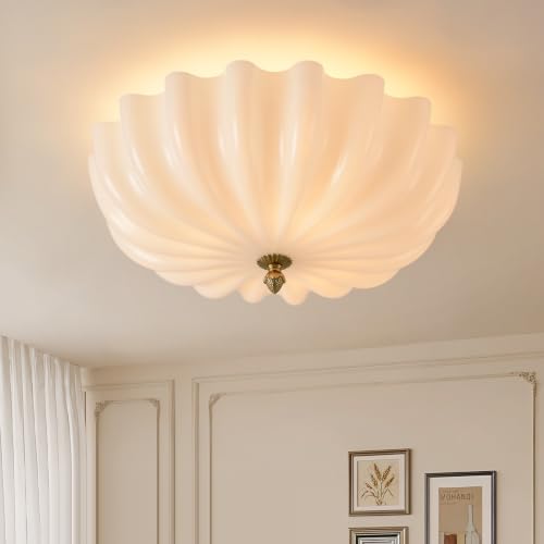 Milk Glass Ceiling Light Flush Mount Flower Shade 3