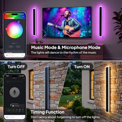 2 Pack RGB Outdoor Wall Lights