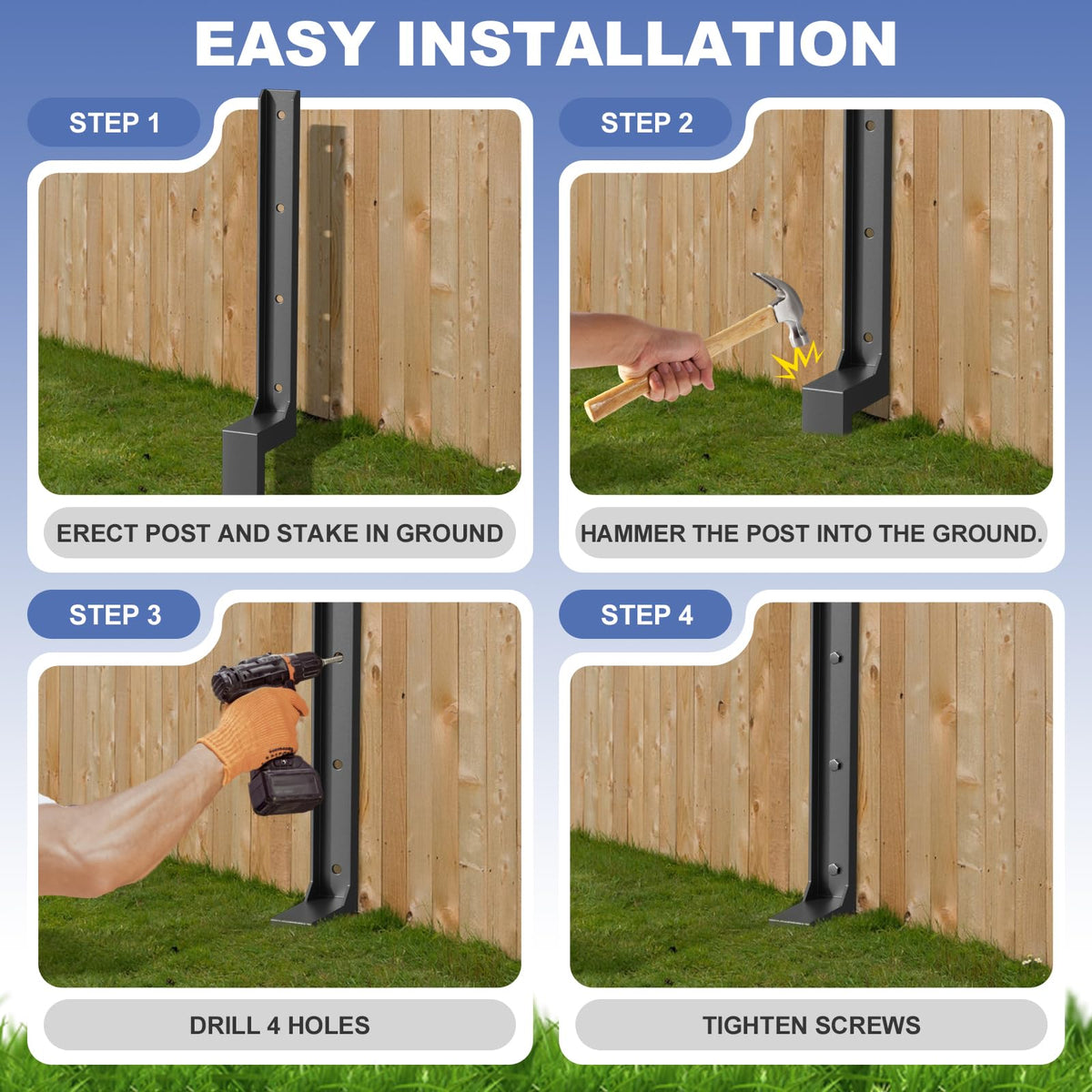 2 Pack Fence Post Repair Kit