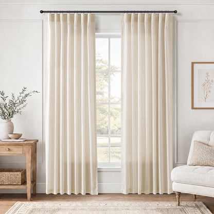 Cream Linen Curtains 80 Inches Long 2 Panels Drapes for Living Room (Linen / 50"W x 80"L (Pack of 2))