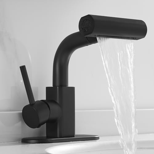 Matte Black Bathroom Faucets with 4 Mode Pull Down Sprayer