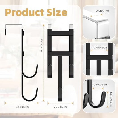Over the Door Hooks (Black, 2 Pack)