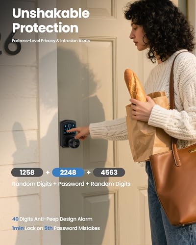 Smart Fingerprint Keyless Entry Door Knob Keypad Electronic Biometric Lock