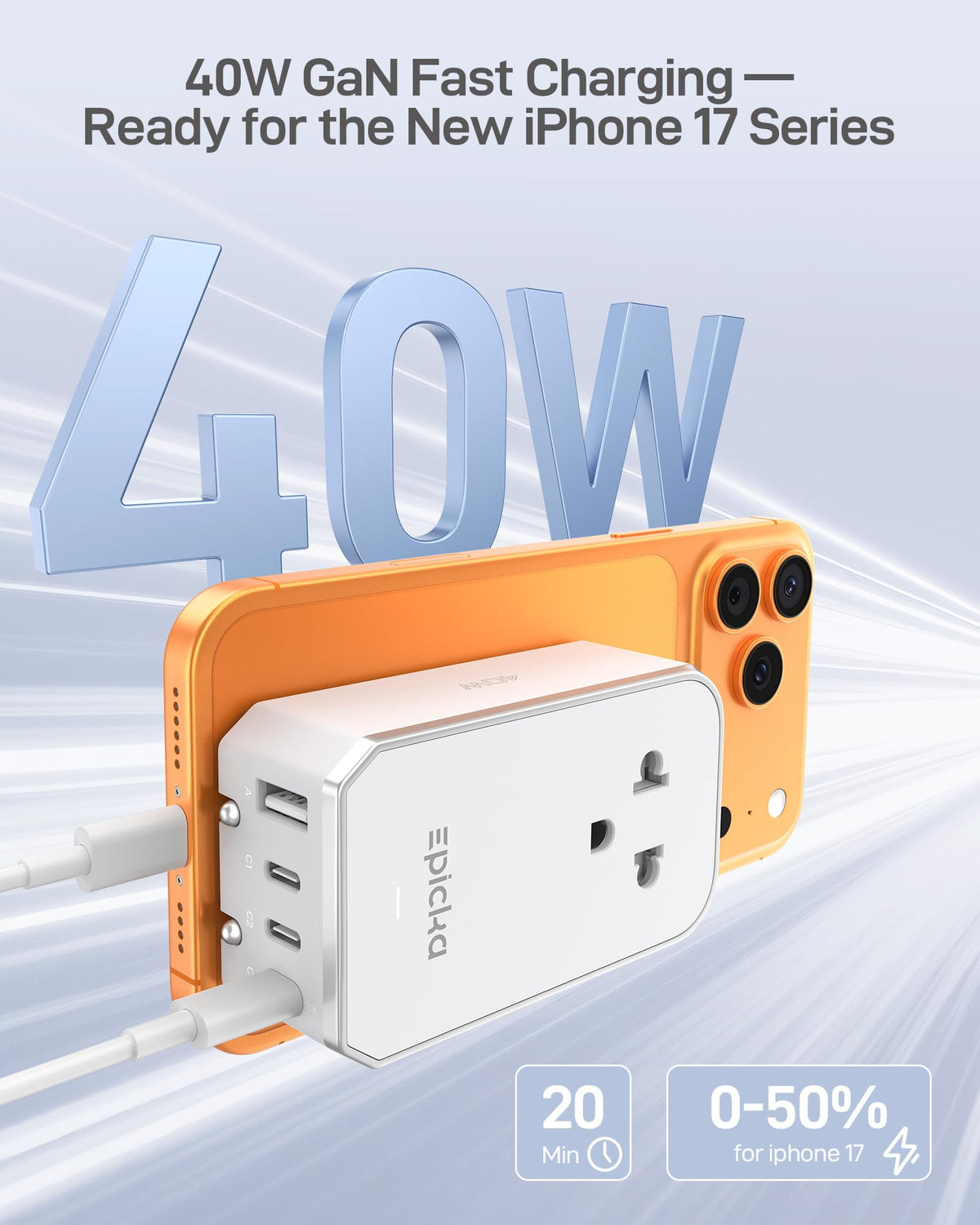 Air 65W Universal Travel Adapter PD&QC with 1AC (White)