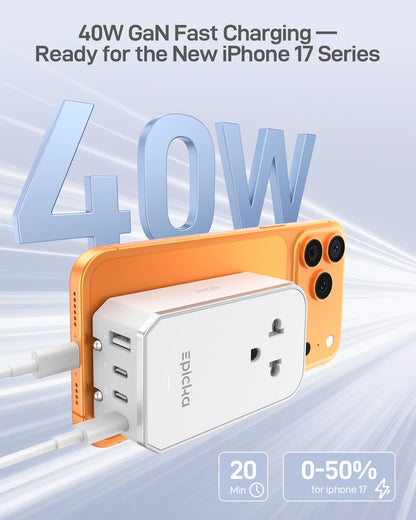Air 65W Universal Travel Adapter PD&QC with 1AC (White)