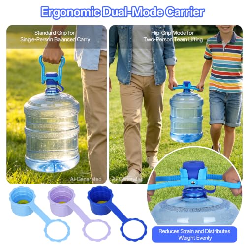 3 Pcs 5 Gallon Water Jug Cap with 1Pcs Water Jug Carrier