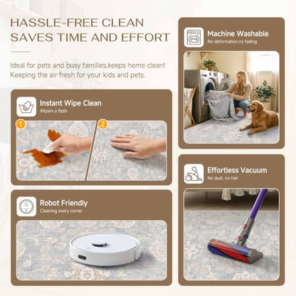 2x8 Blue Cream Neutral Runner Rug (Blue / 2' x 8' (Runner))