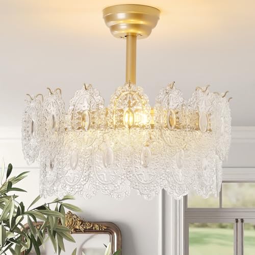 20" Gold Fandelier Ceiling Fan with Light