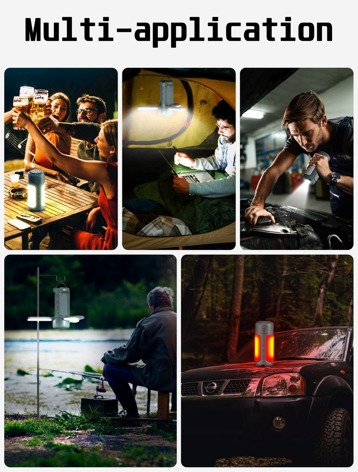 4 in 1 Foldable Camping Lantern with Bluetooth Speaker