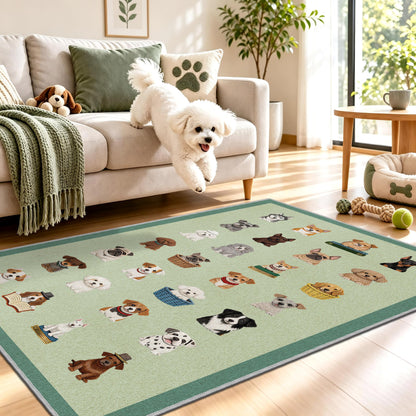 Waterproof 3x5 Runner Rug Non Slip Floor Runners for Dogs (Dog Green / 3' x 5' (Runner))