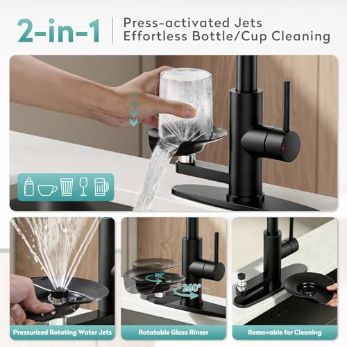 Kitchen Faucet with Glass Rinser