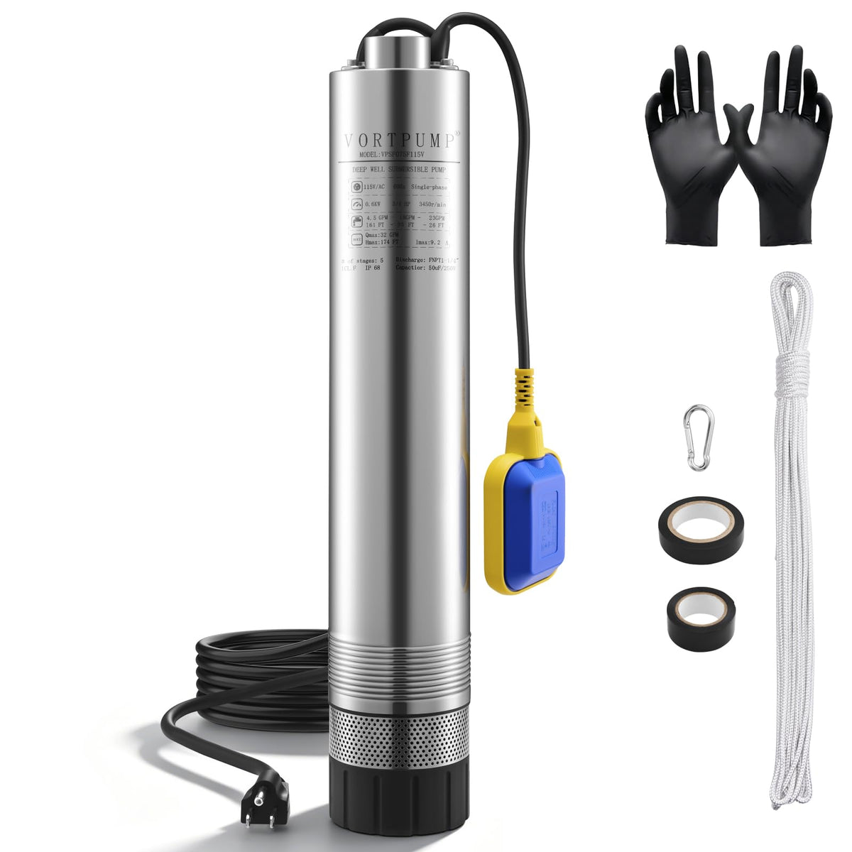 Submersible Deep Well Pump 3 (174FT Head)