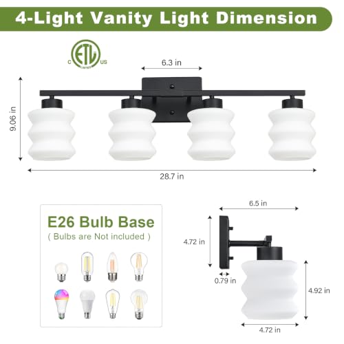 Modern Bathroom Light Fixtures (Black / 4-Light)