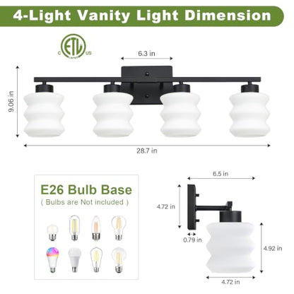 Modern Bathroom Light Fixtures (Black / 4-Light)