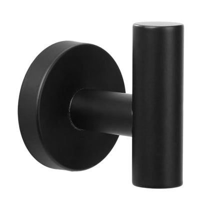 Matte Black Bathroom Robe Hook Heavy Duty Round Base Wall