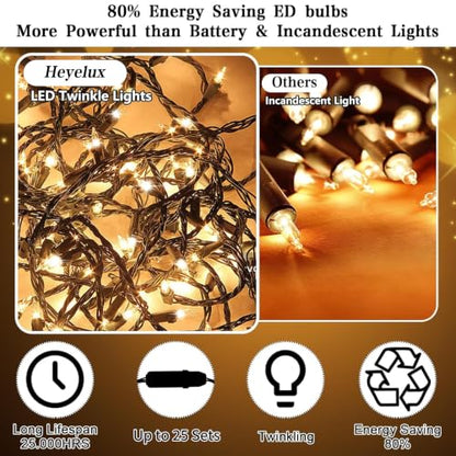 100 LED Slow Twinkle Warm White Christmas String Lights
