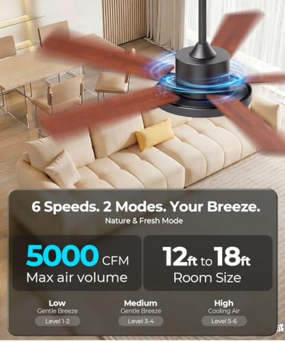 RGBCW Smart 52" 2600LM LED Ceiling Fan Light with Remote
