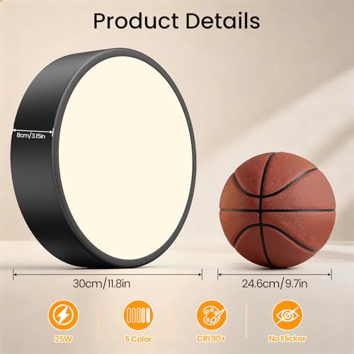 5CCT Dimmable LED Flush Mount Ceiling Light Fixture