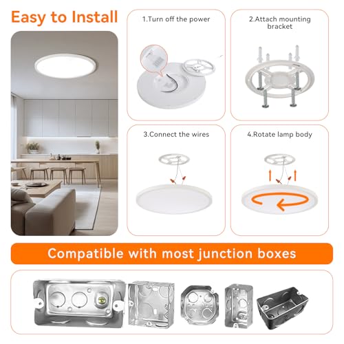 12inch dimmable Flush Mount Ceiling Light White