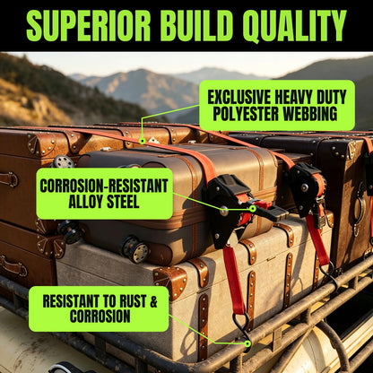 Retractable Ratchet Straps (Red / 4pack)