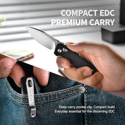5-in-1 Multitool Pocket Knife, 2.4" Premium CVG-10 Steel Blade Folding Knife with Seatbelt Cutter, Bottle Opener, Wrench & Screwdriver, Durable G10 Handle EDC Knife, Ideal Cool Gifts for Men