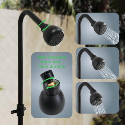 Outdoor Shower Kit Dual Handle Extendable Exposed Pipe Outdoor Shower Fixtures System with ABS Showerhead Solid Brass 4 Inch Center Mix Valve