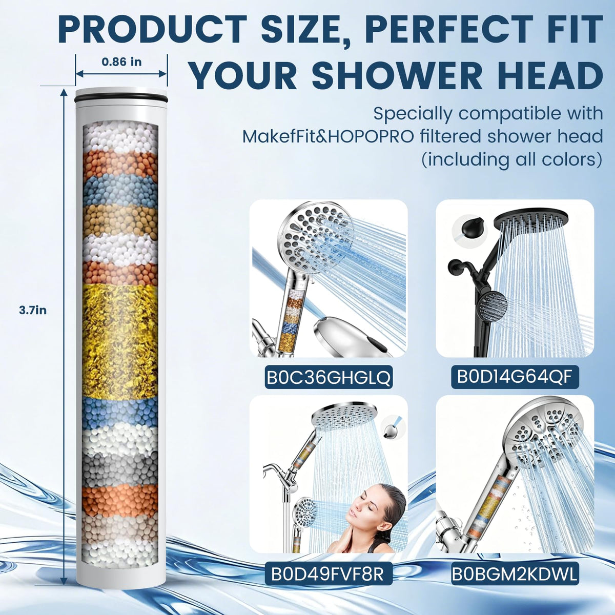 Shower Filter Replacement Compatible with MakeFit & HOPOPRO