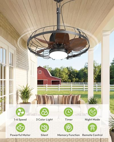 20" Outdoor Ceiling Fan with Light for Patio
