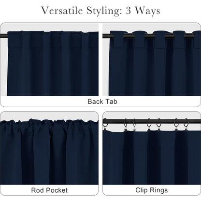 Navy Blue Blackout Curtains 90 inch Length 2 Panels Set (Navy Blue / 42"W x 90"L (Pack of 2))