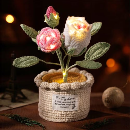 Handmade Crochet Rose Flower Lamp