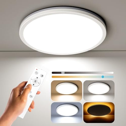 12in LED Flush Mount Ceiling Light Fixture with Remote Control