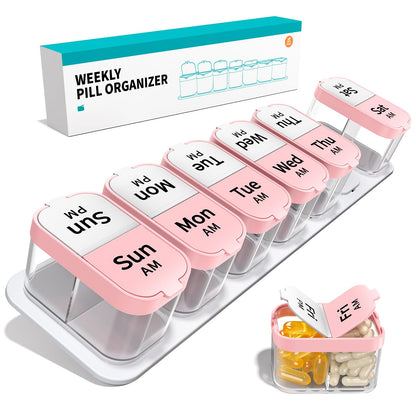 Extra Large Pill Organizer Weekly (Pink)