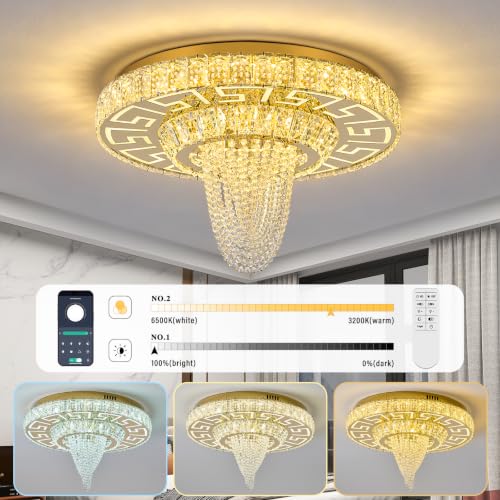 Modern Chandelier Flush Mount Crystal Ceiling Light Fixture