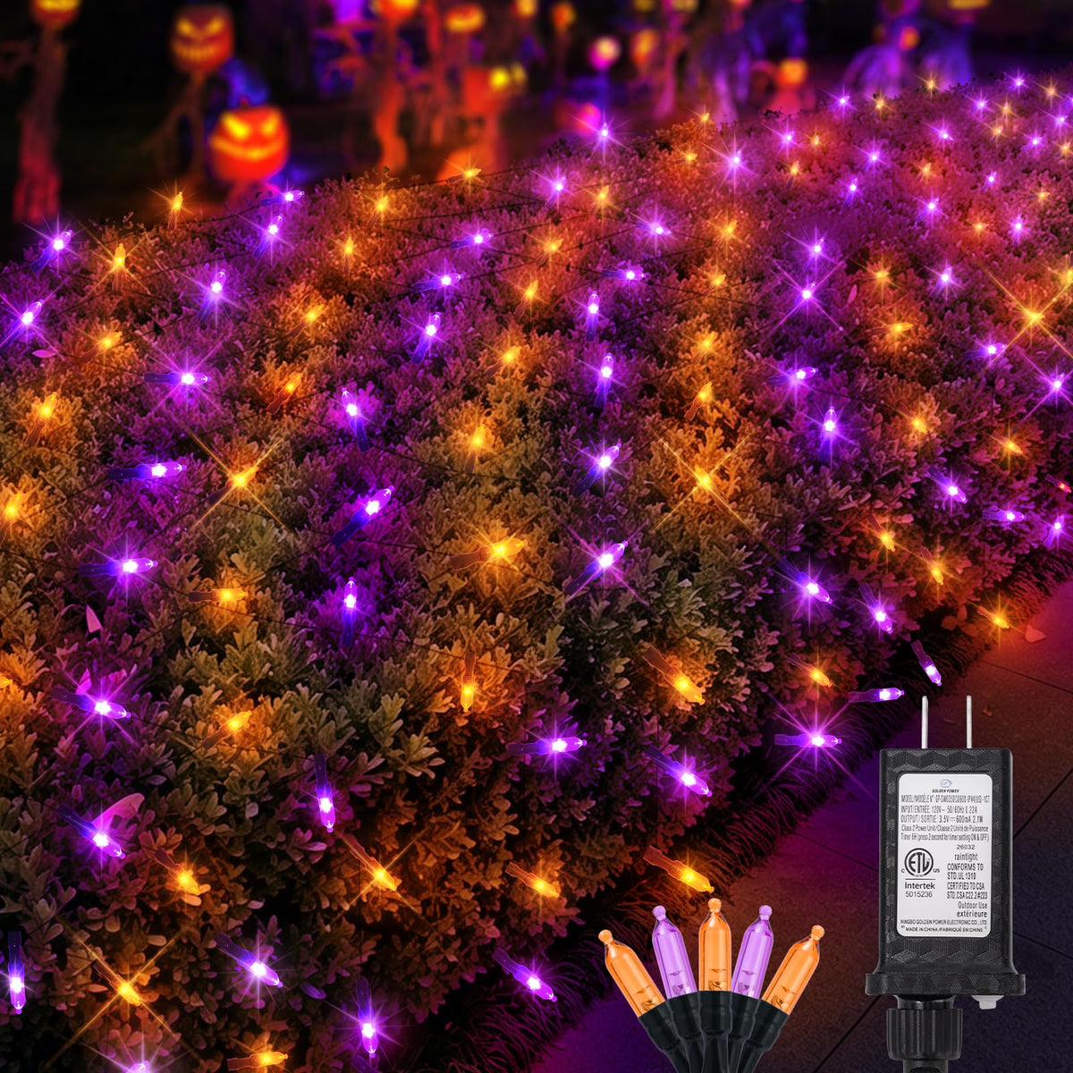 120LED Halloween Net Lights Outdoor (Orange/Purple-1PCS)