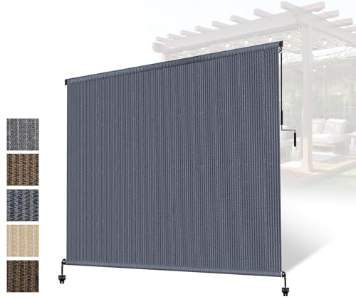 Outdoor Roller Shade 8'W x 6'H (Blue Gray / 96"W x 72"H)