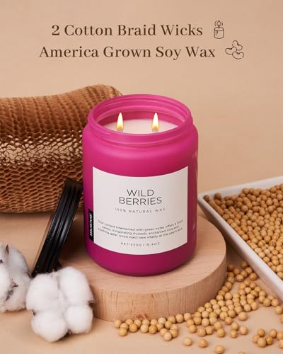 Scented Candles Wildberries Fresh Mixed Berry Fruity Home Fragrance (Large Jar / Wild Berries)