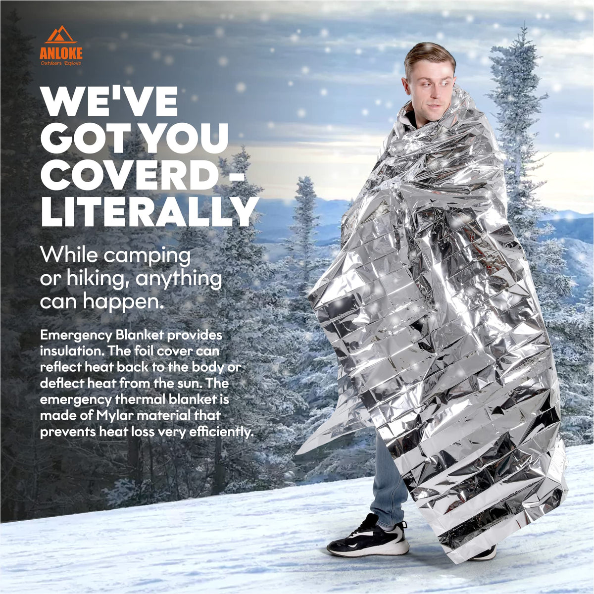 Emergency Blanket Mylar Thermal Blanket (Silver-50 Pack)
