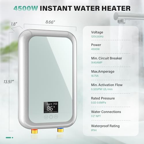 Tankless Water Heater Electric Instant Hot Water Heater Under Sink