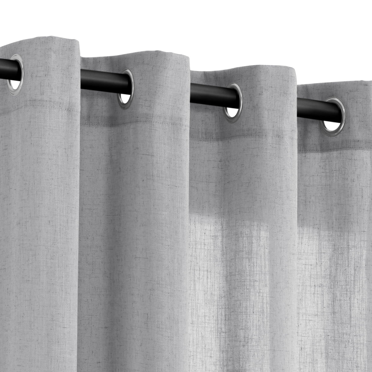 Grey Grommet Linen Curtains 84 Inches Long for Living Room (Grey / 52"W x 84"L (Pack of 2))