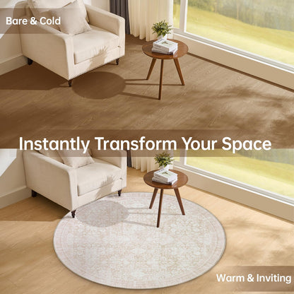 Round Rug 4ft (Cream / 4' (Round))