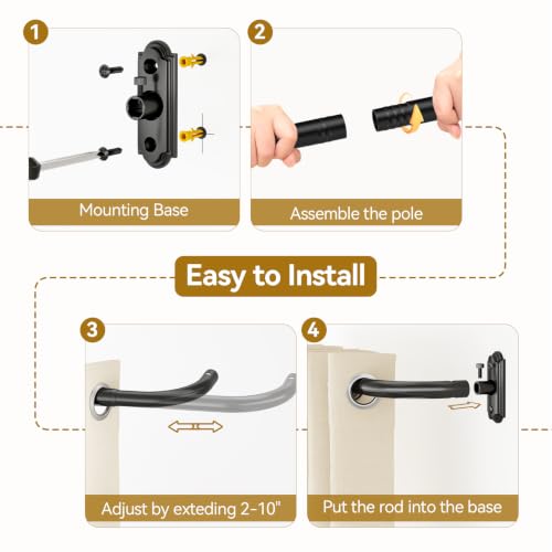 Curtain Rods Wrap Around Blackout 1 Inch Curtain Rods for Windows