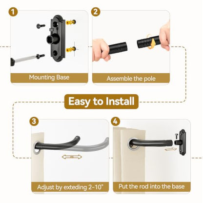 Curtain Rods Wrap Around Blackout 1 Inch Curtain Rods for Windows